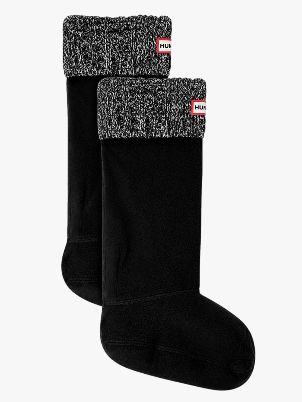 Hunter Women's Large 6 Stitch Cable Tall Boot Sock Black and Grey